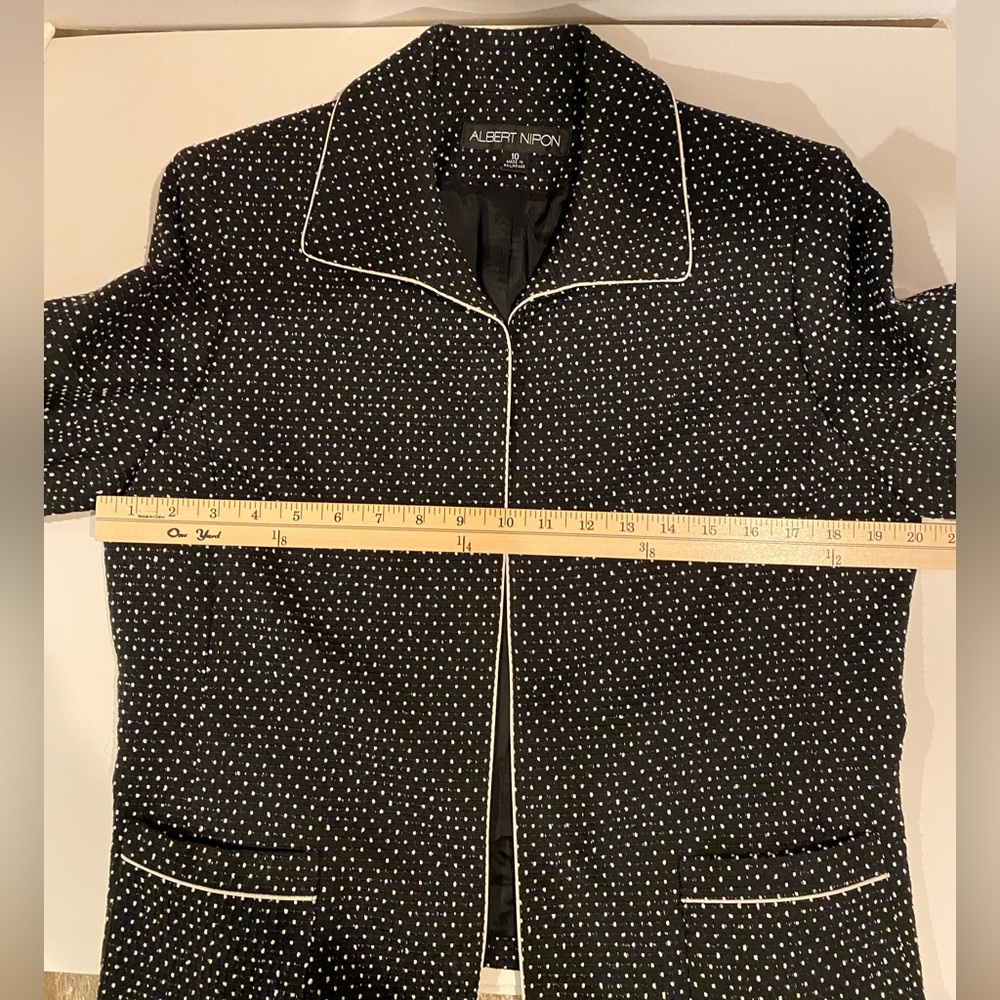 Albert Nipon Blazer, Black With White Polka Dots,… - image 2